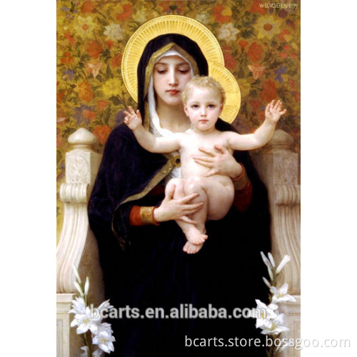 Famous religion virgin Mary with little angel painting on canvas